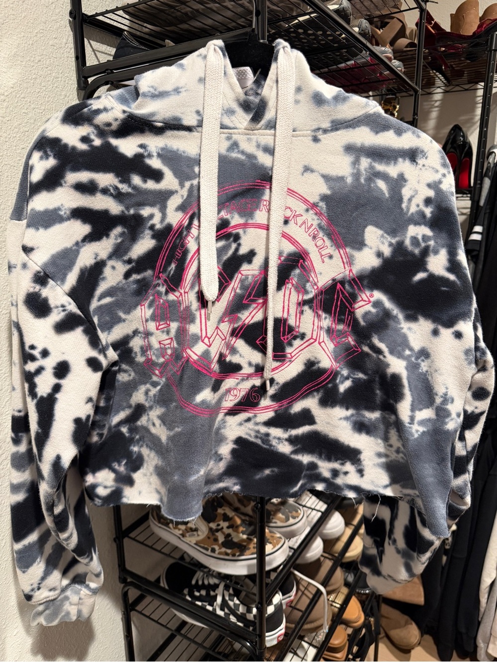 AC/DC Tie-Dye Cropped Hoodie
